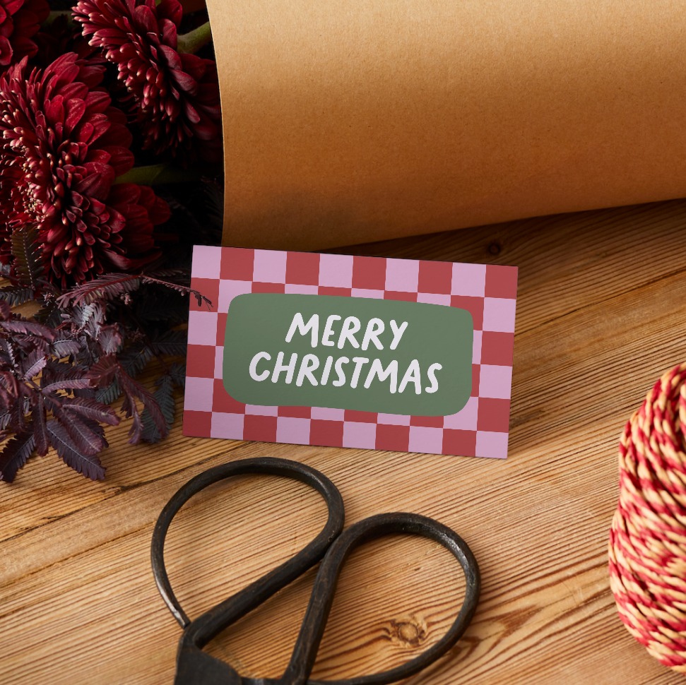 Checked Christmas Gift Tag